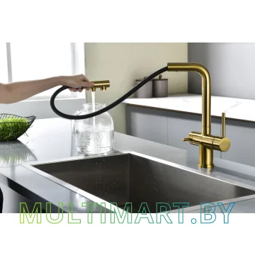 Смеситель Paulmark Serpentine Se213222-BG (золото/брашированное золото) картинка 8